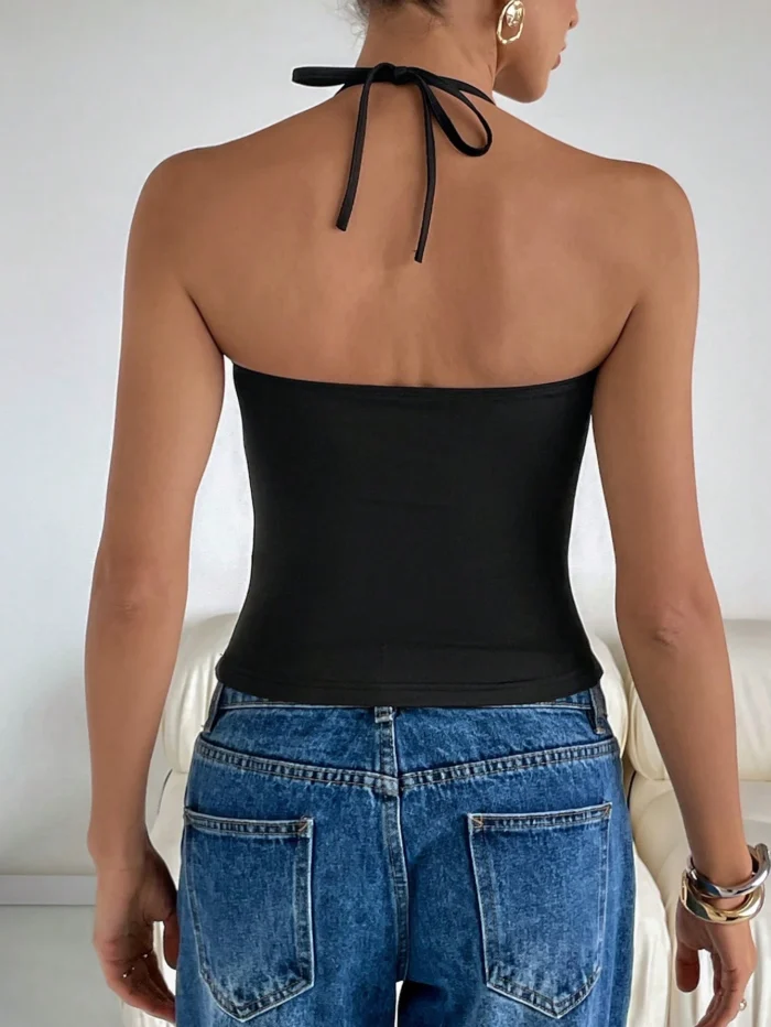 Siren Gaze Bow Top Rave Top Women's Halter Neck Bow Decor - Image 2
