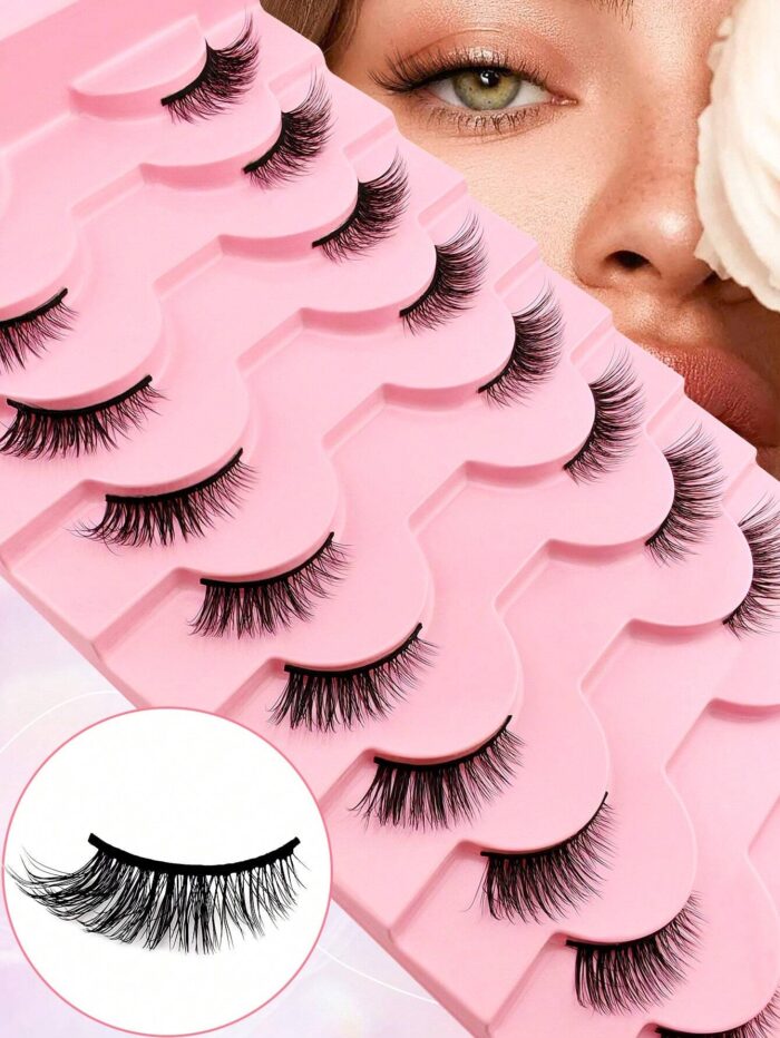 10 Pairs Half Lashes Natural Look Wispy Fluffy Cat Eye Look Natural - Image 3