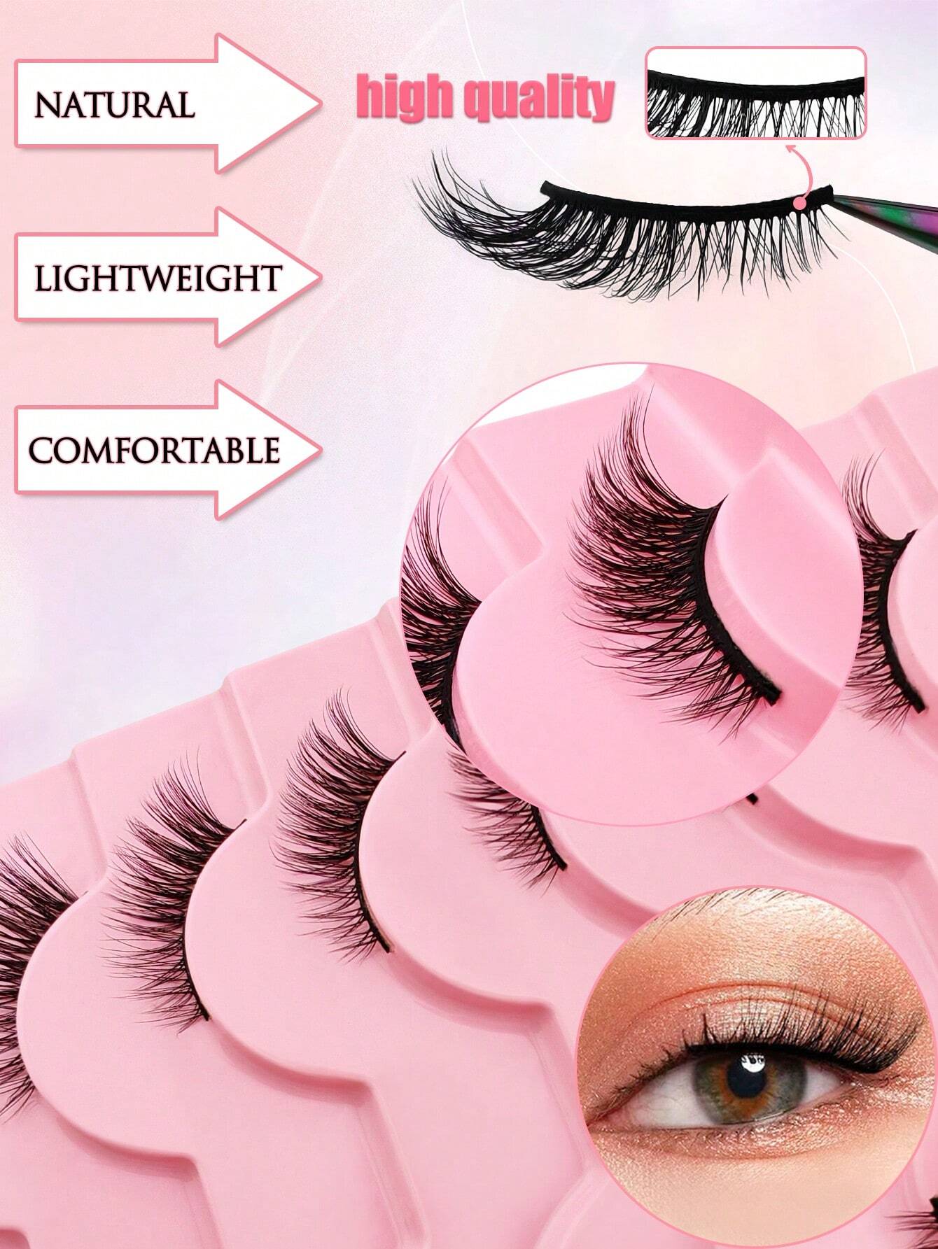 10 Pairs Half Lashes Natural Look Wispy Fluffy Cat Eye Look Natural - Image 4