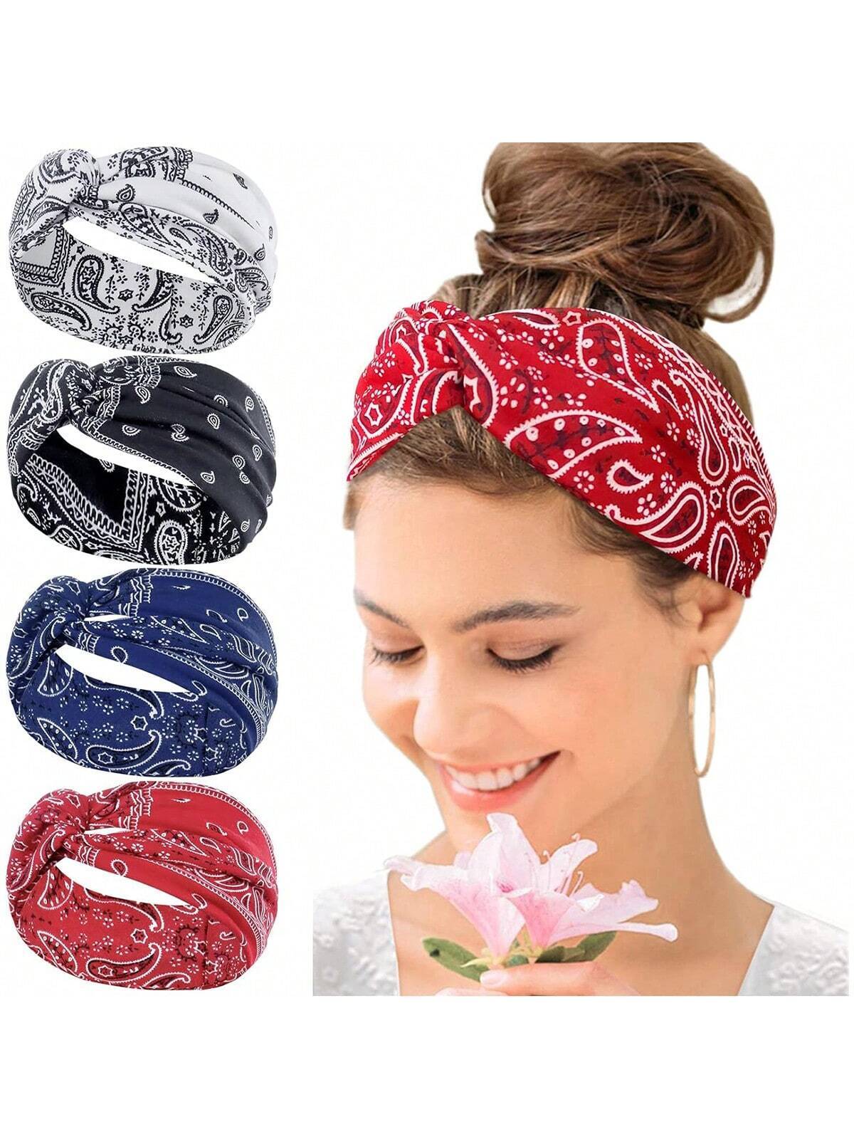 1/4 Pcs Boho Headband Women Headband Hairband Turban Soft Flower Headbands