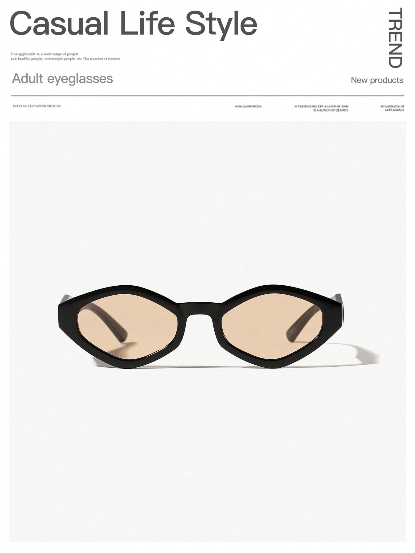 1 PC Women's Acrylic Street Rhinestone Fashion Glasses For Daily Outings - Image 3