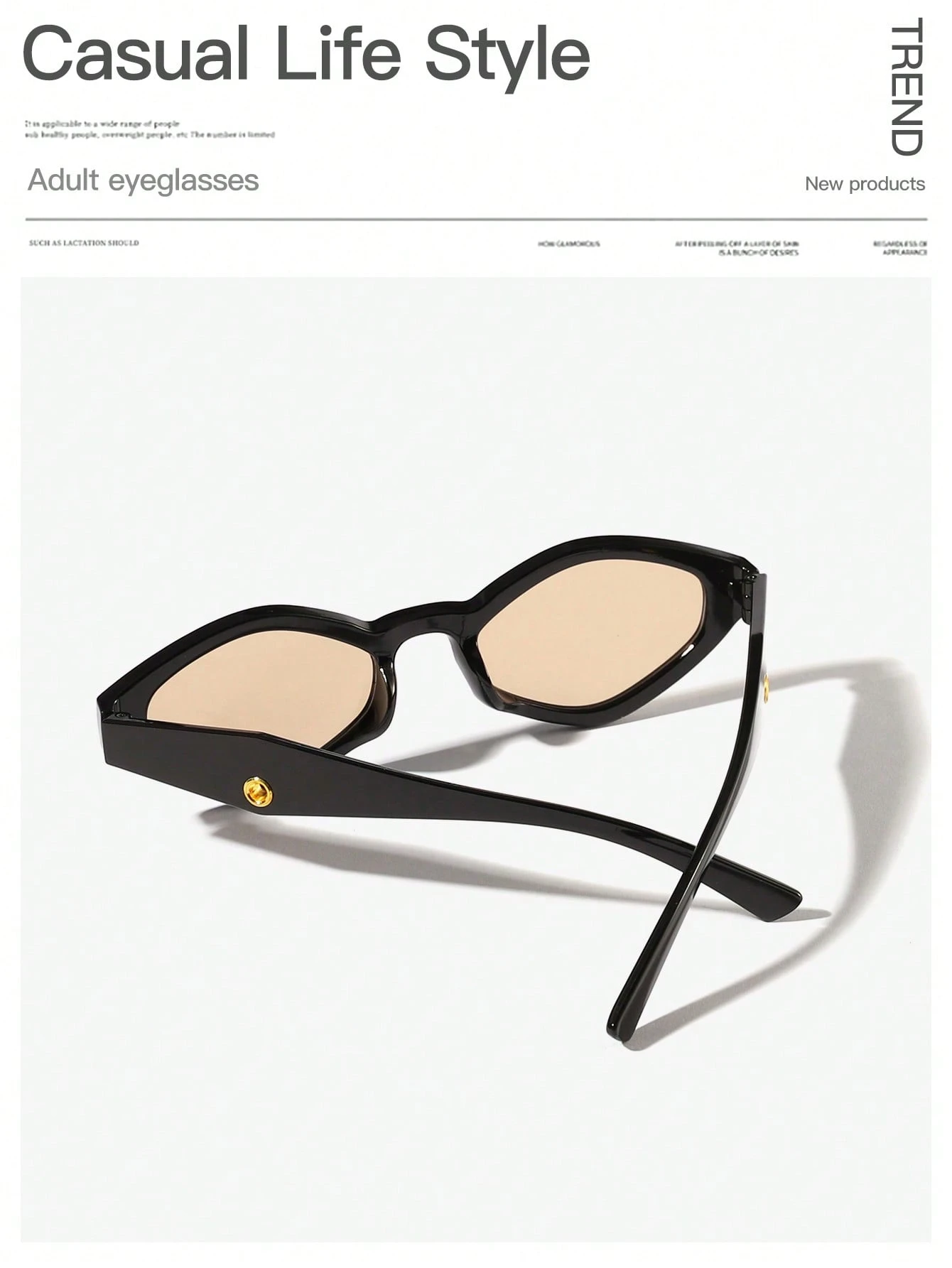 1 PC Women's Acrylic Street Rhinestone Fashion Glasses For Daily Outings - Image 4