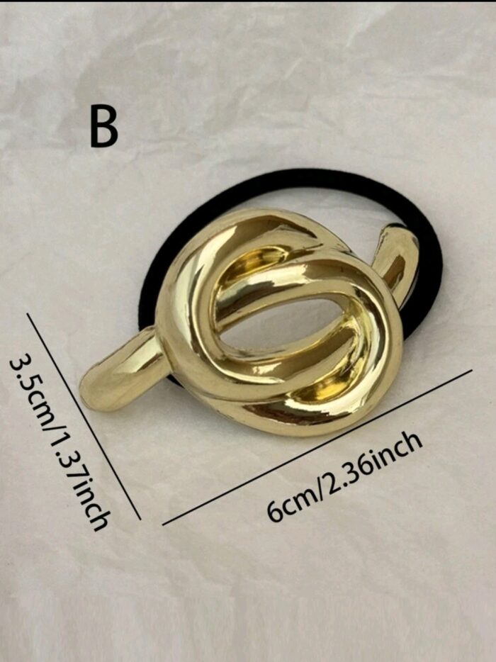 3pcs/1pc Elegant Gold Metallic Hair Scrunchies, Luxury Women Ponytail Holders - Image 3