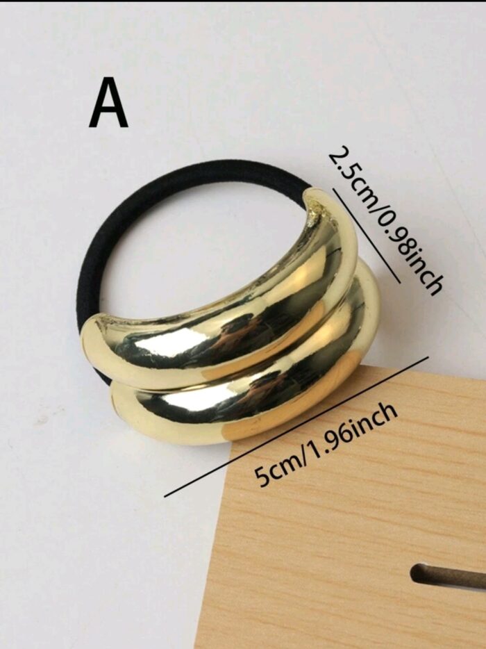 3pcs/1pc Elegant Gold Metallic Hair Scrunchies, Luxury Women Ponytail Holders - Image 2