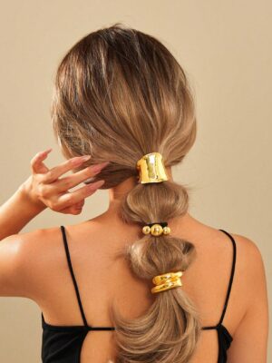 3pcs/1pc Elegant Zinc Alloy Water Droplet Asymmetrical Geometric Hair Ties