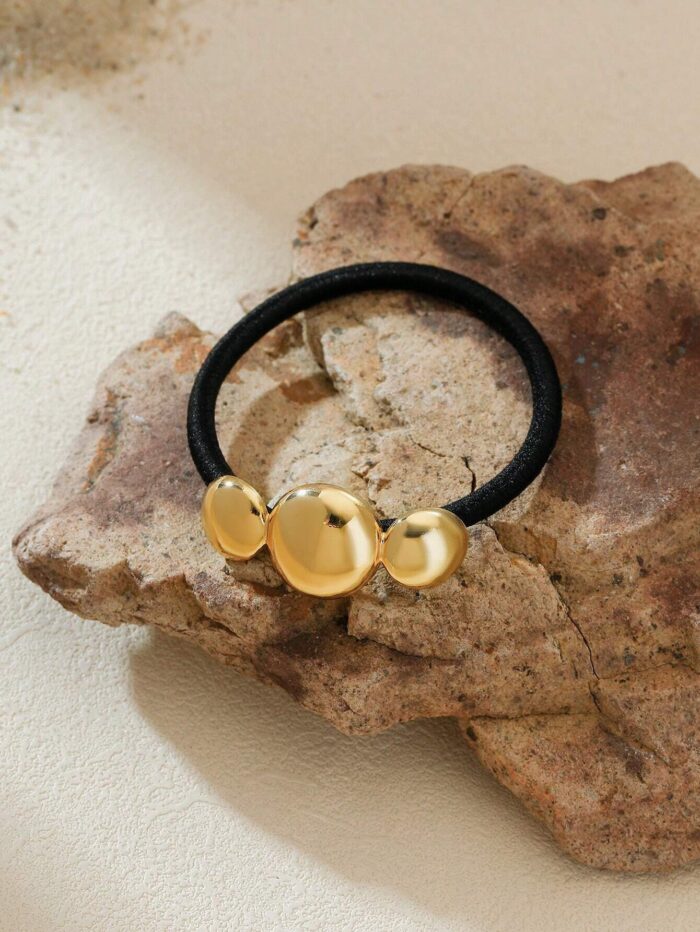 3pcs/1pc Elegant Zinc Alloy Water Droplet Asymmetrical Geometric Hair Ties - Image 3