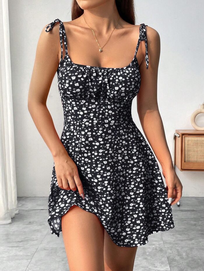 Breezaya Floral Print Shoulder Tie Strap Midi Dress - Image 5