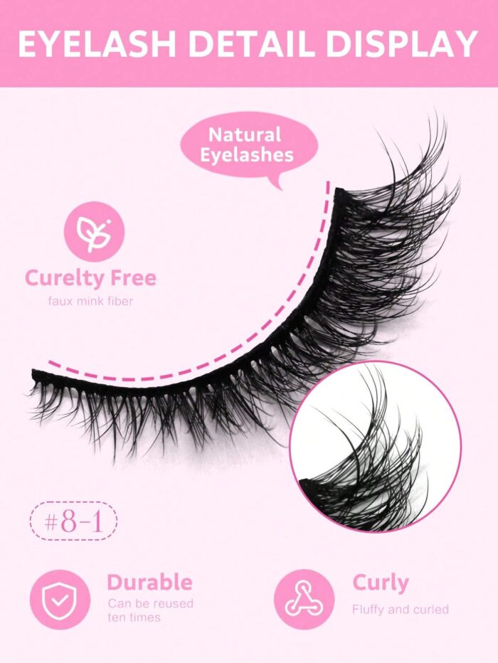 GROINNEYA 6 Pairs False Eyelashes Cat Eye Eyelashes Fox Eye Lashes - Image 2