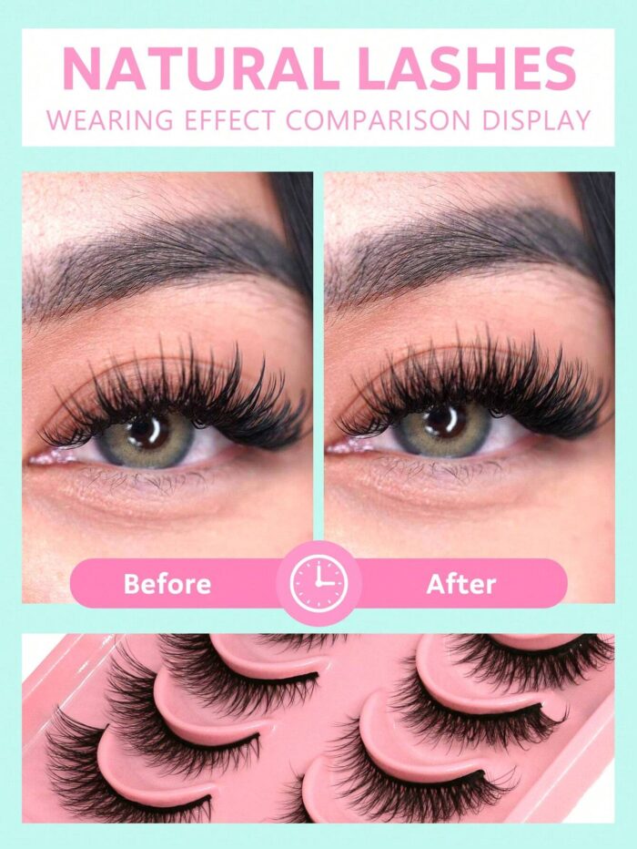 GROINNEYA 6 Pairs False Eyelashes Cat Eye Eyelashes Fox Eye Lashes - Image 3