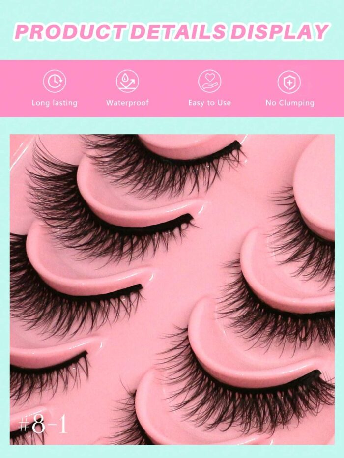 GROINNEYA 6 Pairs False Eyelashes Cat Eye Eyelashes Fox Eye Lashes - Image 4