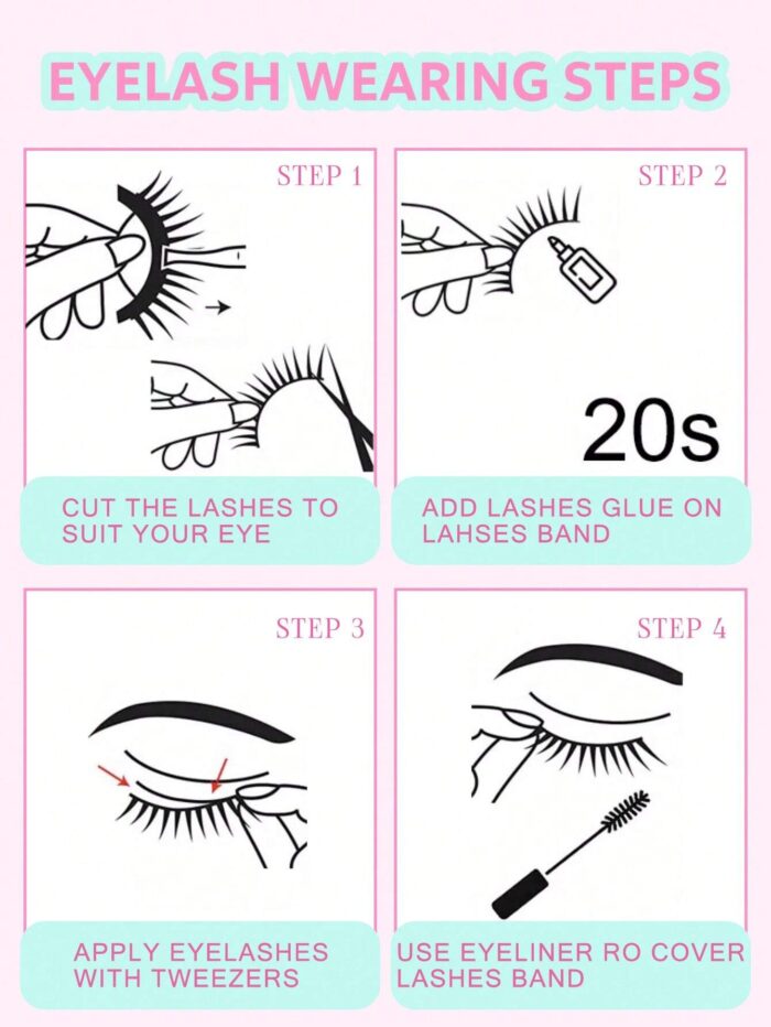 GROINNEYA 6 Pairs False Eyelashes Cat Eye Eyelashes Fox Eye Lashes - Image 6
