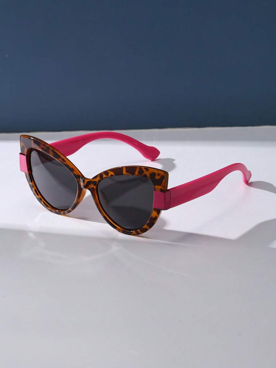 Polarized Sunglasses, Retro Leopard Print Cat Eye Frame Plastic Fashion Sunglasses - Image 2