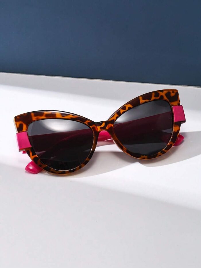 Polarized Sunglasses, Retro Leopard Print Cat Eye Frame Plastic Fashion Sunglasses - Image 3