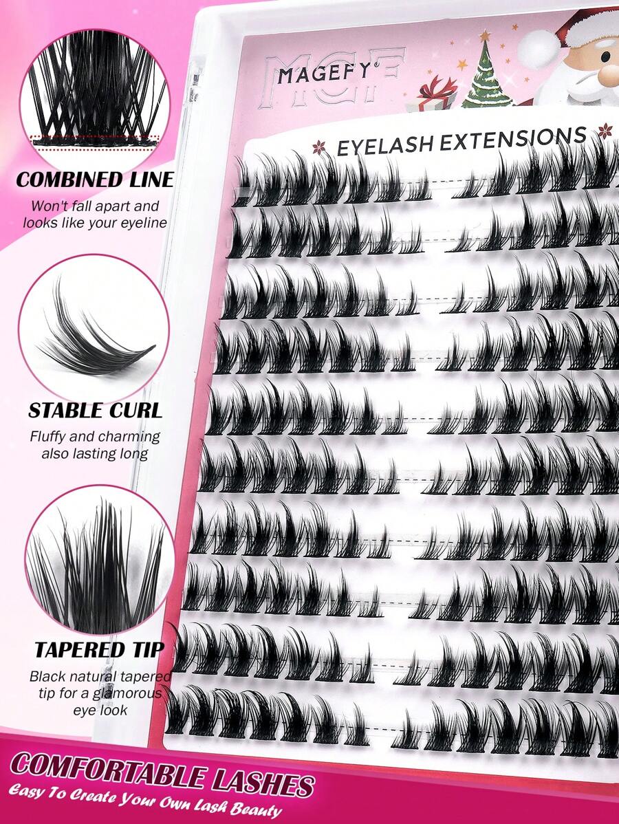 140 Clusters CC Curl Single Cluster Segmented False Eyelashes Ten Rows Natural & Realistic Three-Step European And American Style,Wet Mangga Eyelashes, Crossed 3d Fluffy Faux Eyelashes - Image 5