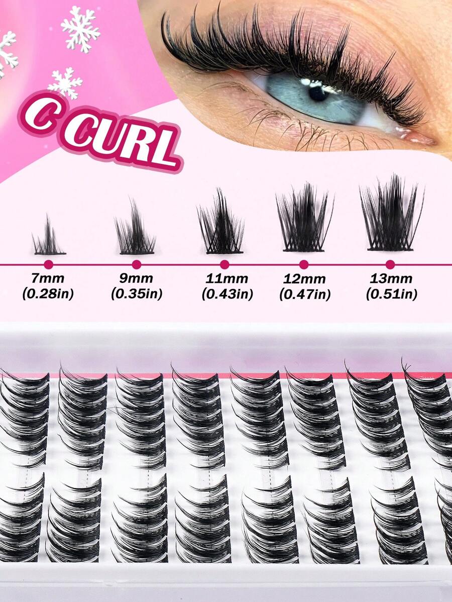 140 Clusters CC Curl Single Cluster Segmented False Eyelashes Ten Rows Natural & Realistic Three-Step European And American Style,Wet Mangga Eyelashes, Crossed 3d Fluffy Faux Eyelashes - Image 6