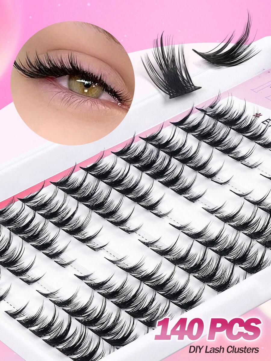 140 Clusters CC Curl Single Cluster Segmented False Eyelashes Ten Rows Natural & Realistic Three-Step European And American Style,Wet Mangga Eyelashes, Crossed 3d Fluffy Faux Eyelashes - Image 7