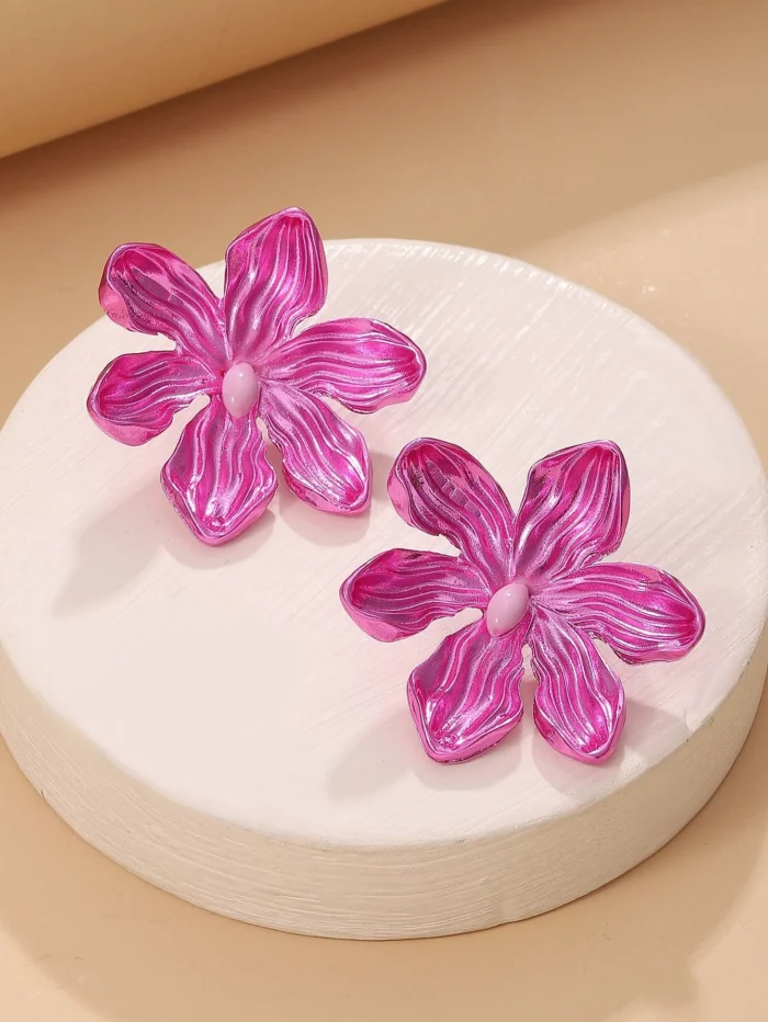 1 Pair Unique Exaggerated Colorful Flower Earrings, Fashionable Floral Jewelry - Image 2