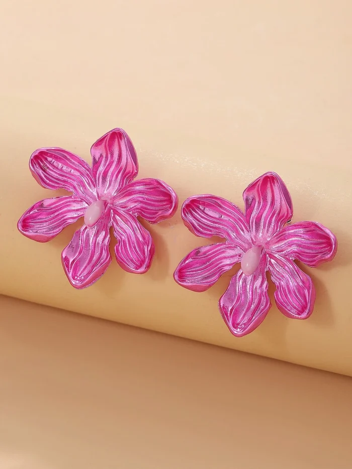 1 Pair Unique Exaggerated Colorful Flower Earrings, Fashionable Floral Jewelry - Image 3