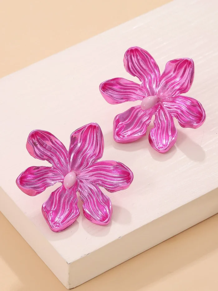 1 Pair Unique Exaggerated Colorful Flower Earrings, Fashionable Floral Jewelry - Image 4