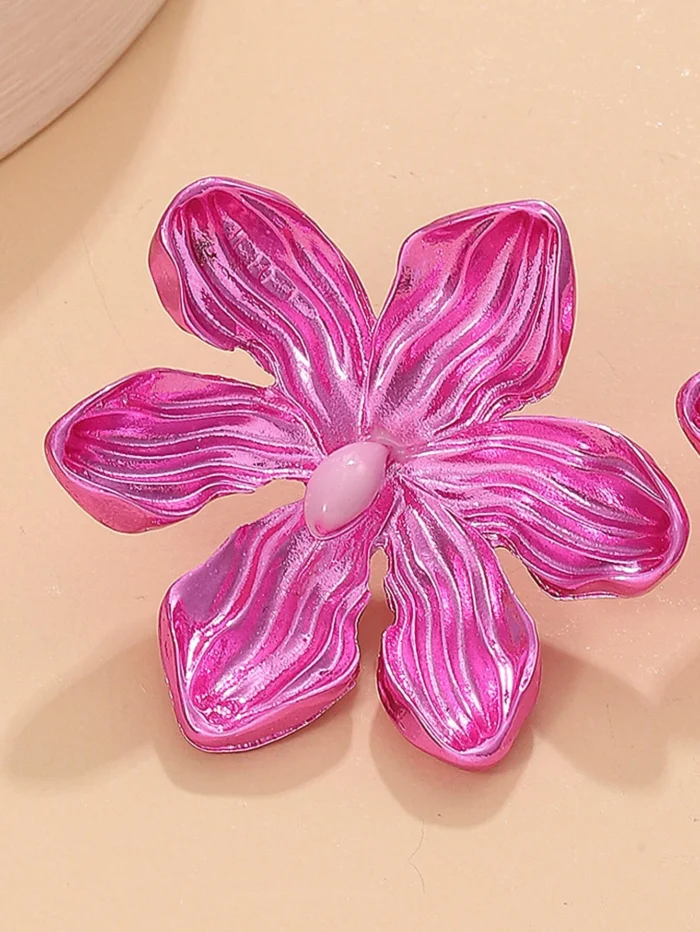 1 Pair Unique Exaggerated Colorful Flower Earrings, Fashionable Floral Jewelry - Image 5