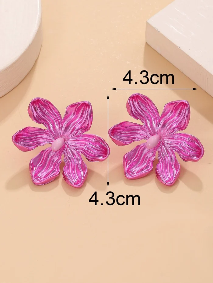 1 Pair Unique Exaggerated Colorful Flower Earrings, Fashionable Floral Jewelry - Image 6