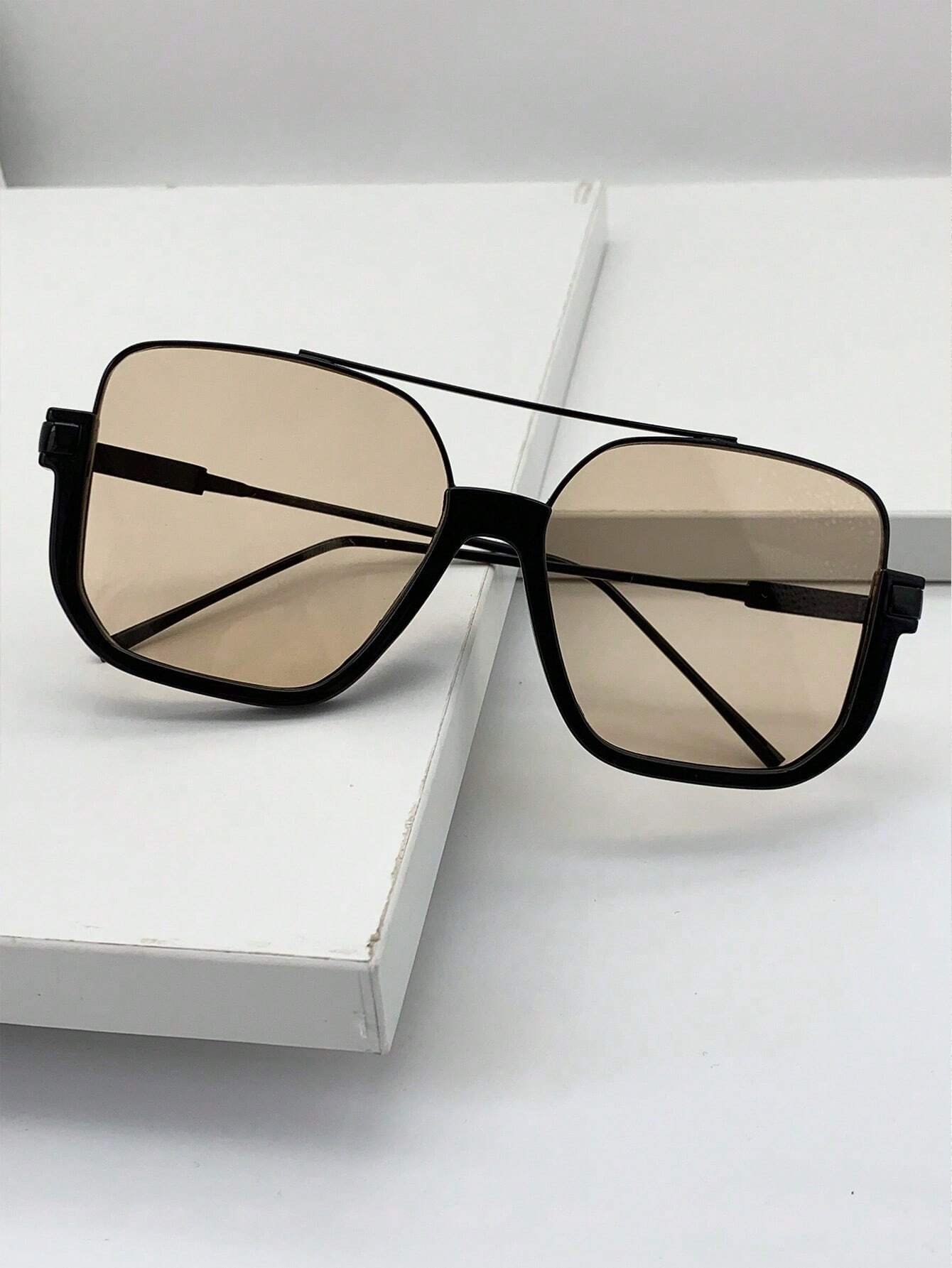 1pc Vintage Polygonal Double-Bridge Women Fashion Glasses Fashion Glasses - Image 3