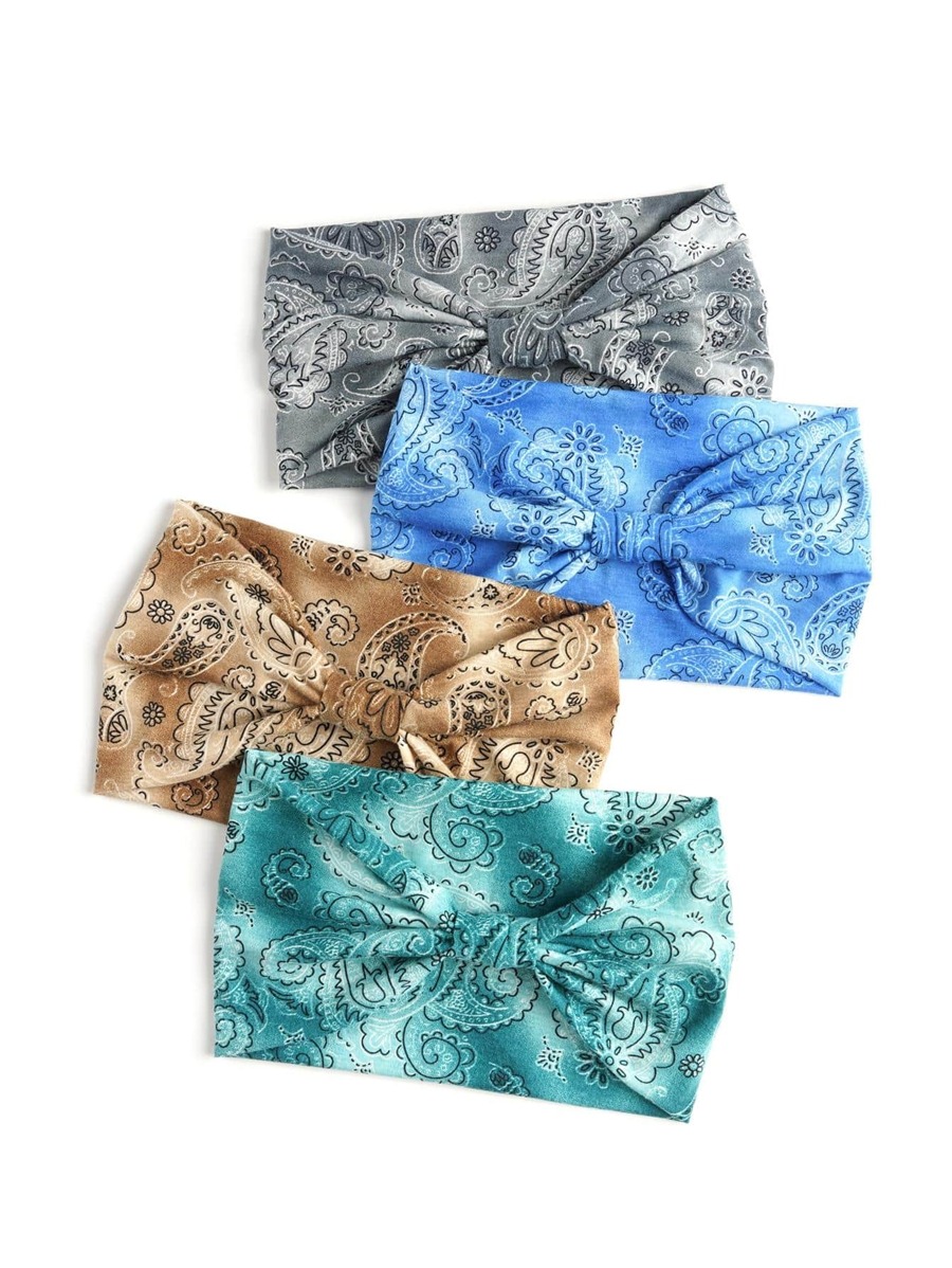 4pcs Bohemia Style Paisley Print Hair Band For Running Anti-Sweat Headbands - Image 2