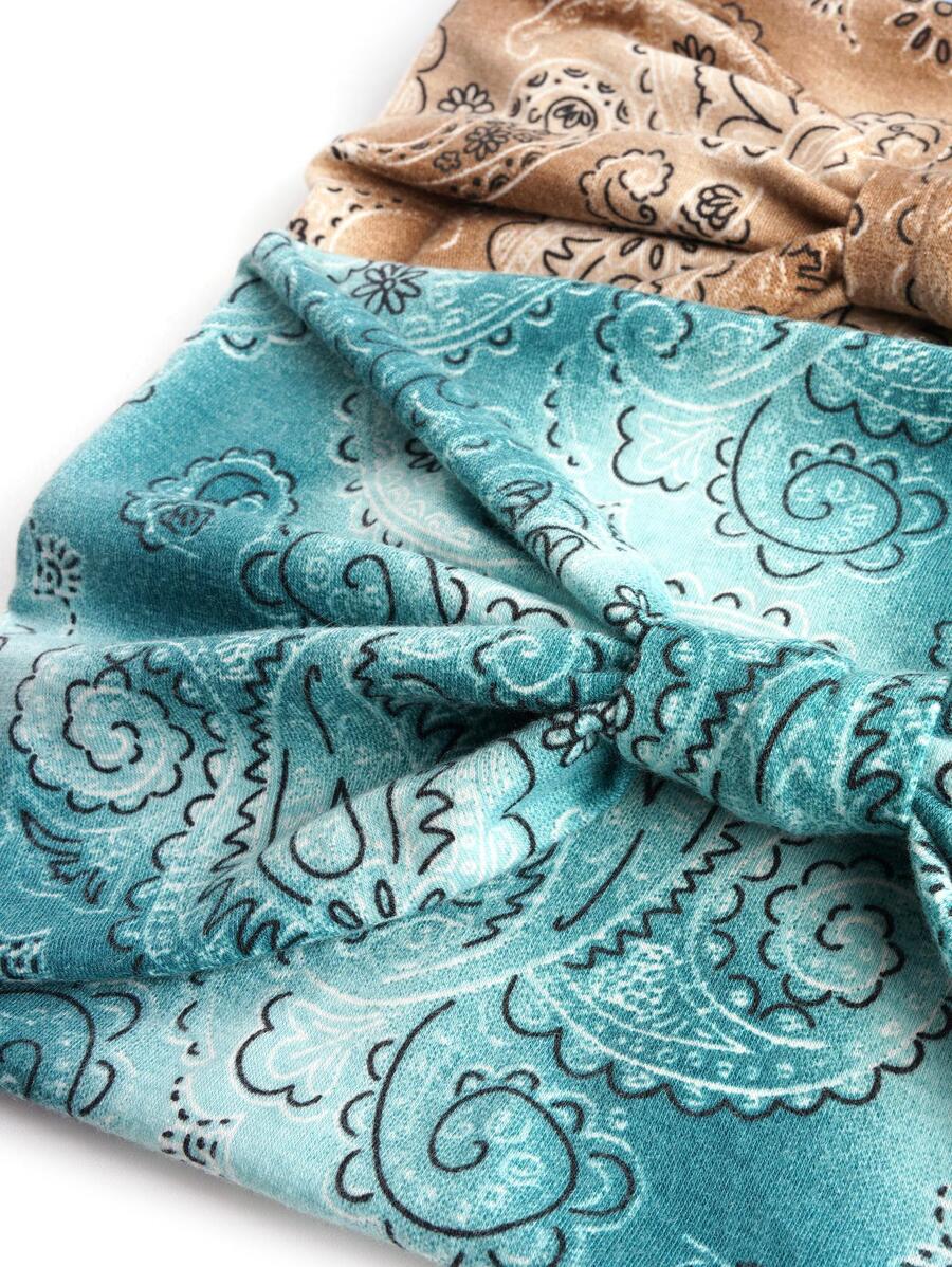 4pcs Bohemia Style Paisley Print Hair Band For Running Anti-Sweat Headbands - Image 3