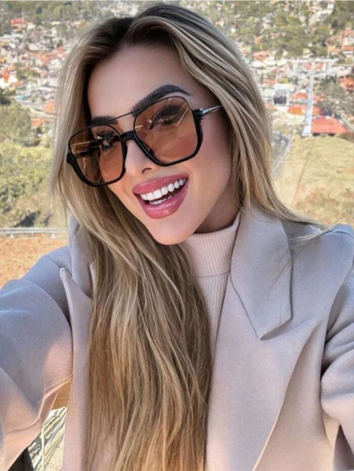1pc Vintage Polygonal Double-Bridge Women Fashion Glasses Fashion Glasses