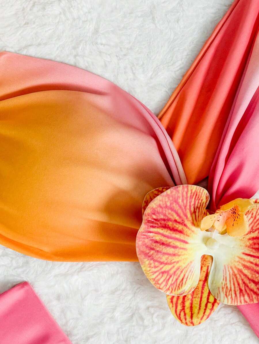 Swim SXY Women 2pcs Spring Break 3D Floral Decor Sleeveless Backless Bikini Set - Image 7