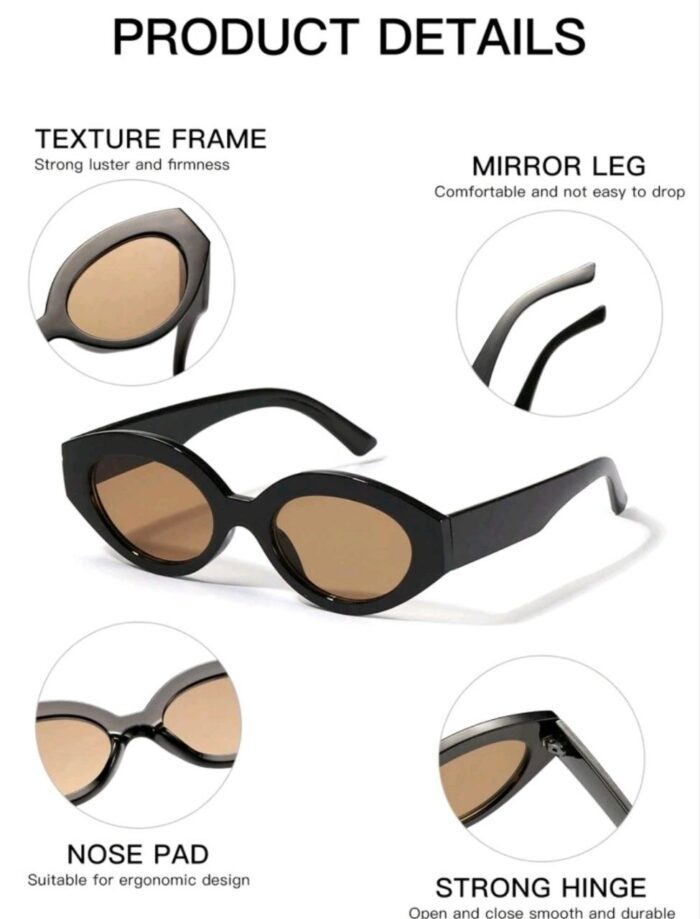 1 PC Women's Acrylic Casual Retro Oval Fashion Black Eyeglasses Suitable - Image 2