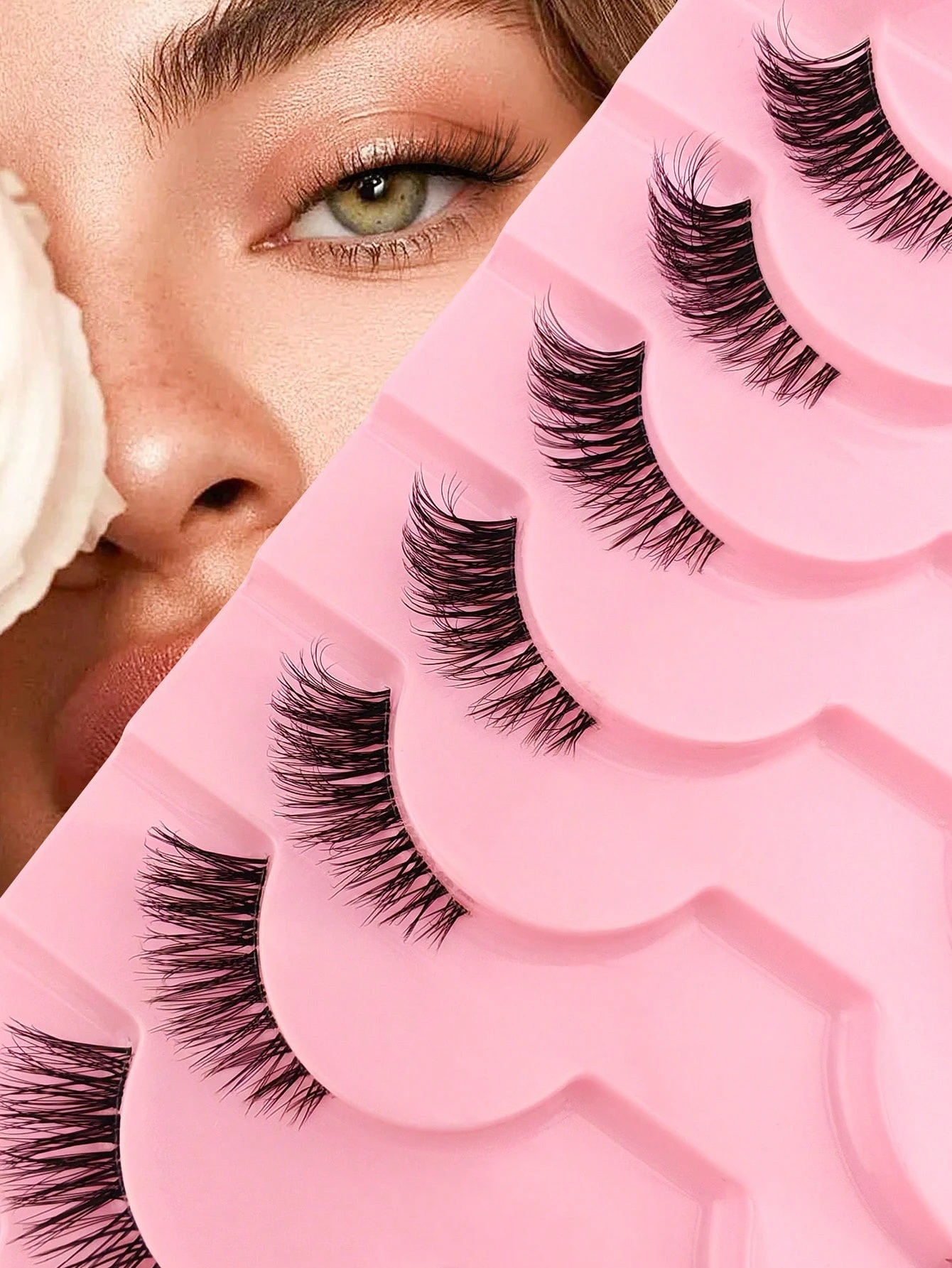 10 Pairs Clear Band Half Lashes Natural Look Wispy Fluffy Cat Eye Look Natural Short Accent Lashes - Image 2