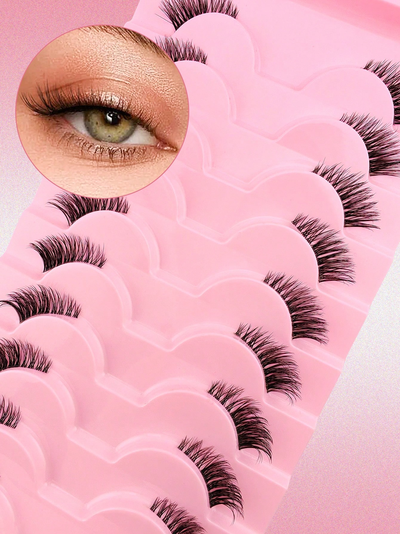 10 Pairs Clear Band Half Lashes Natural Look Wispy Fluffy Cat Eye Look Natural Short Accent Lashes - Image 7