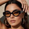 1 PC Women's Acrylic Casual Retro Oval Fashion Black Eyeglasses Suitable