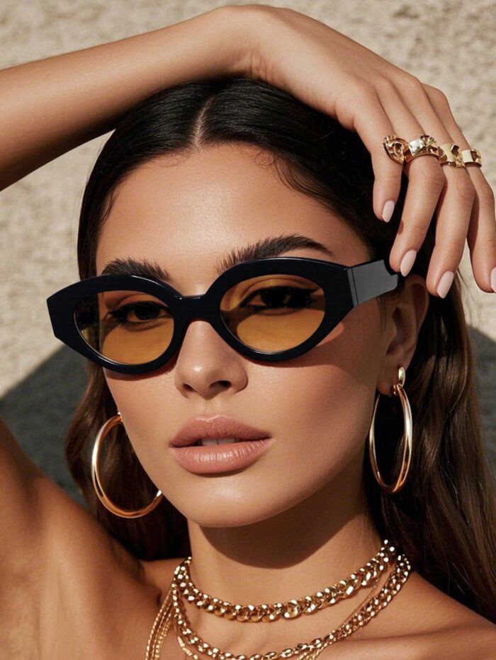 1 PC Women's Acrylic Casual Retro Oval Fashion Black Eyeglasses Suitable