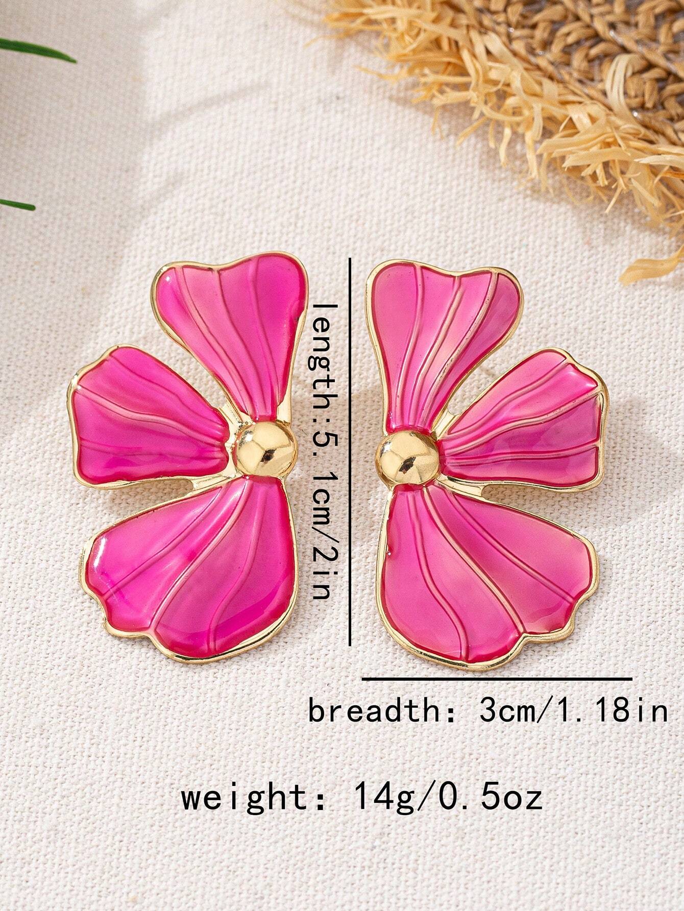 1 Pair Elegant Multi-Color Enameled Floral Earrings - Image 3