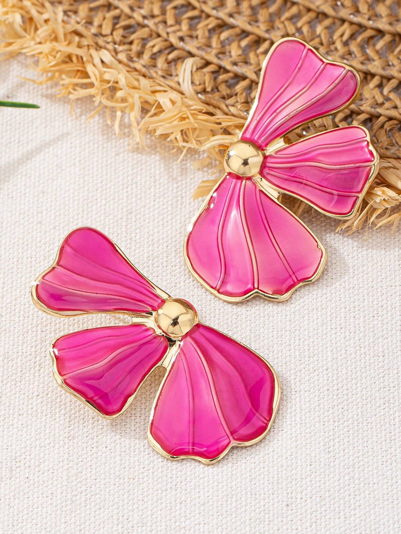 1 Pair Elegant Multi-Color Enameled Floral Earrings - Image 2