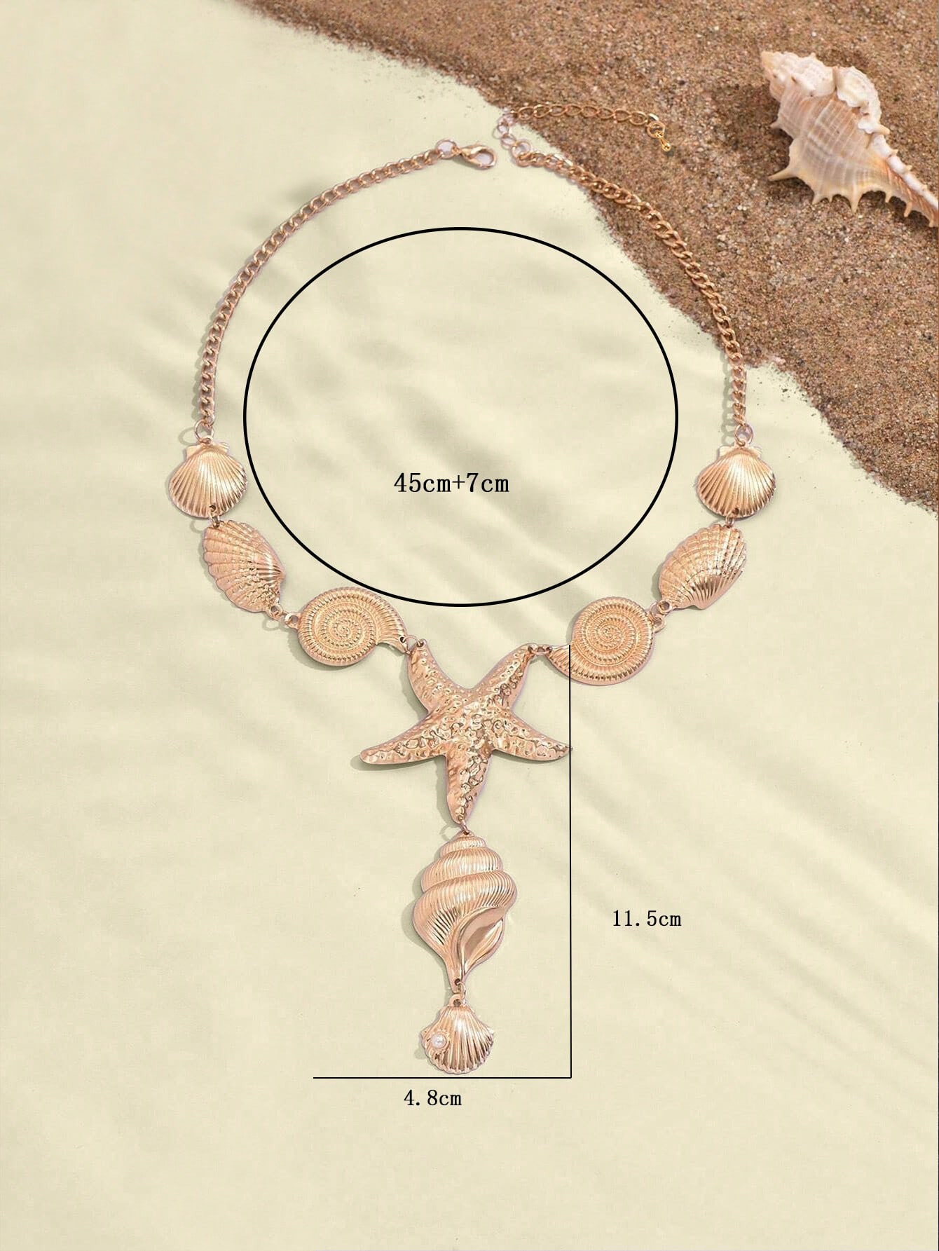 1pc Metal Fashion Ocean Series Shell, Seashell, Starfish Pendant Necklace - Image 3