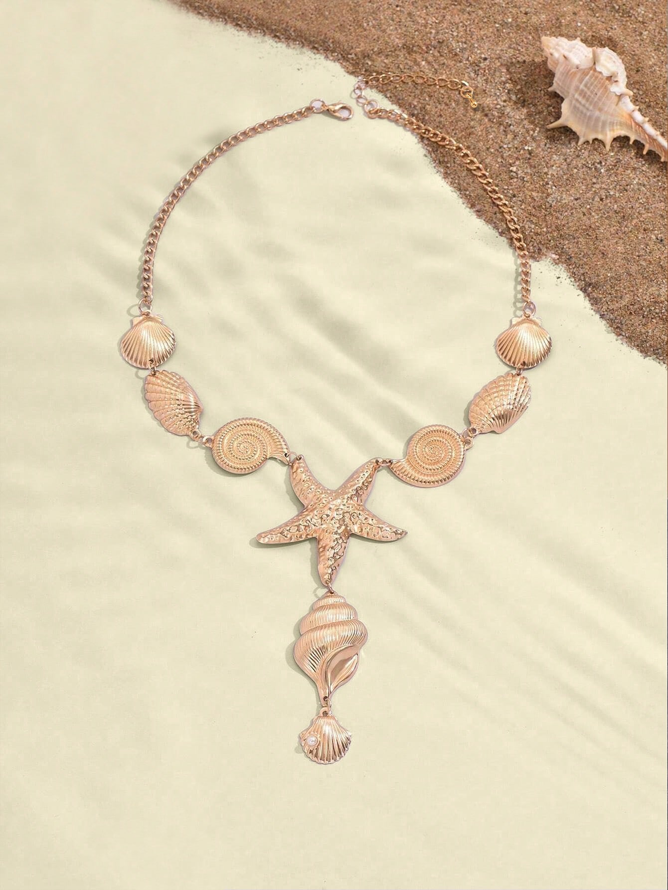 1pc Metal Fashion Ocean Series Shell, Seashell, Starfish Pendant Necklace - Image 4