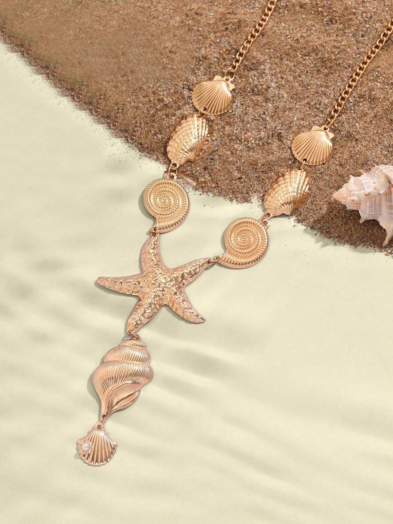 1pc Metal Fashion Ocean Series Shell, Seashell, Starfish Pendant Necklace - Image 5
