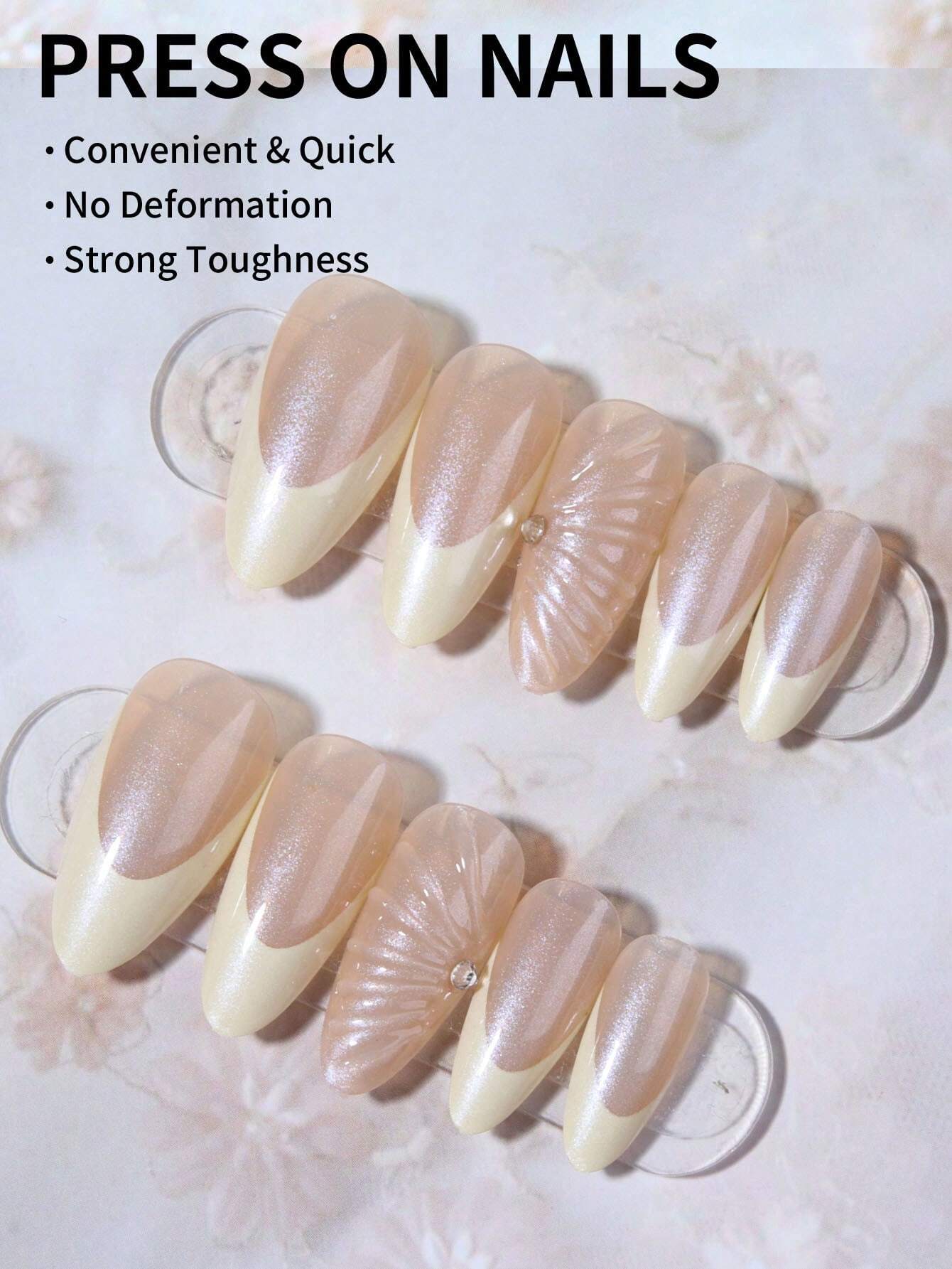 24pcs Y2K Style Magic Silver Long Almond 3D Gelnail Makes Yellow French Tip Press On Nails Long, Glitter With Rhinestone Design Fit Perfectly Acrylic False Nail Se - Image 2