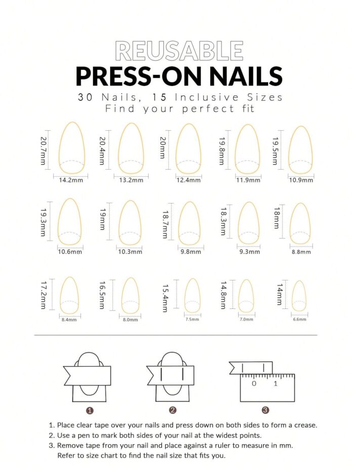30pcs Medium-Long Almond-Shaped French Romantic 3D Flower False Nail Tips Set - Image 5