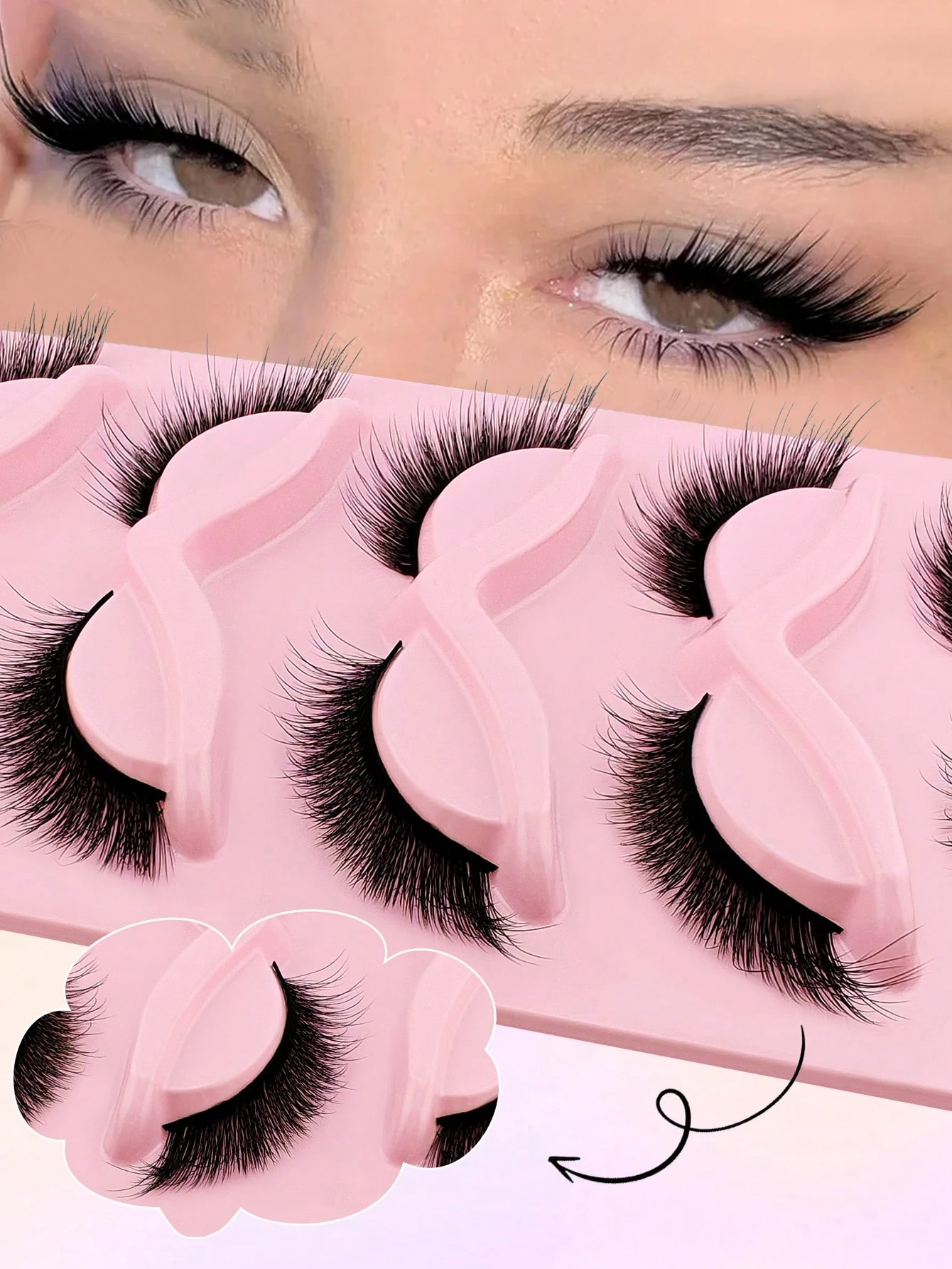 5 Pairs Full False Eyelashes Cat Eye Lashes Faux Mink Eyelashes Natural Long Full Strip Lashes Winged End Eye Elongated