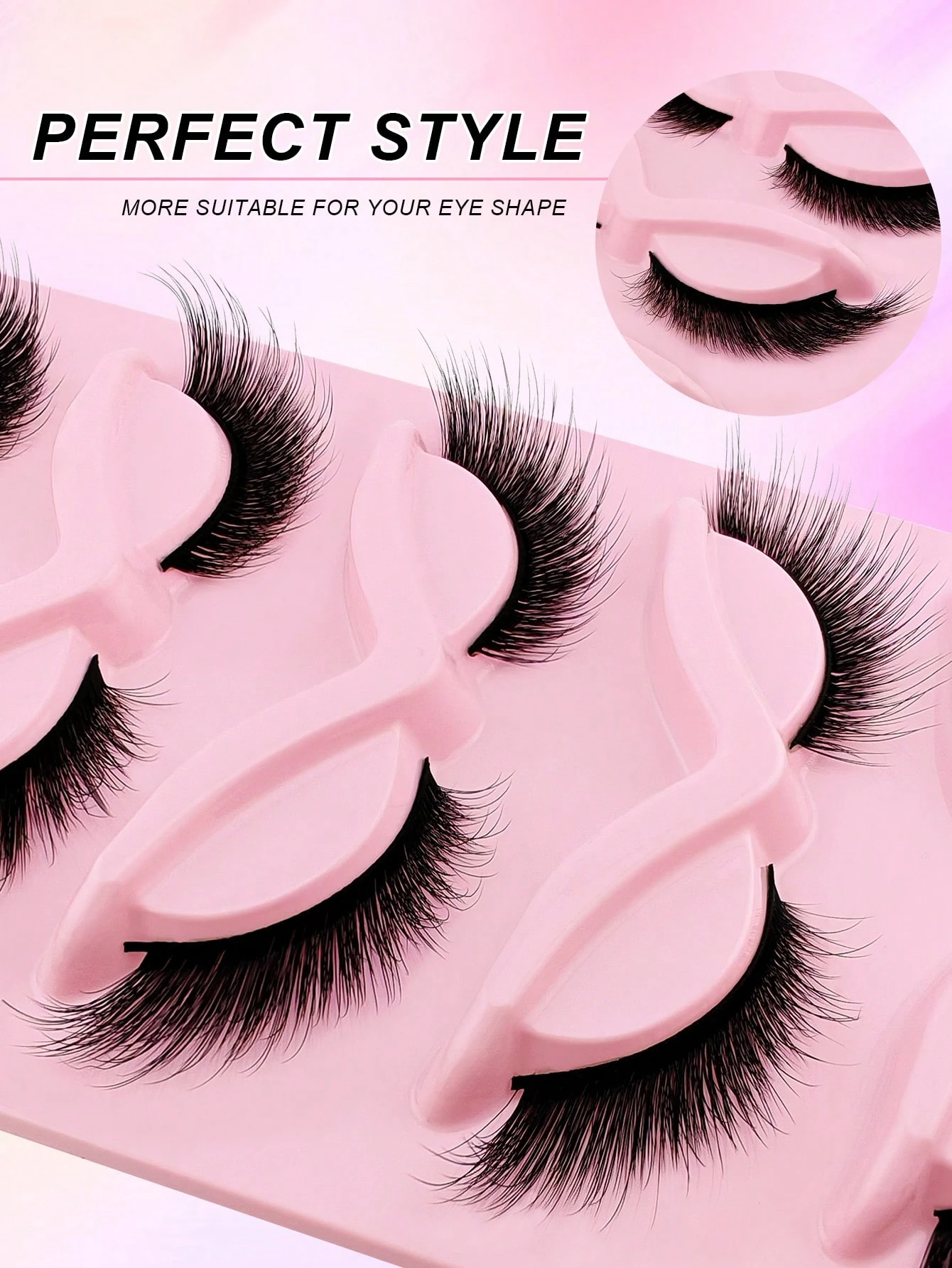 5 Pairs Full False Eyelashes Cat Eye Lashes Faux Mink Eyelashes Natural Long Full Strip Lashes Winged End Eye Elongated - Image 6