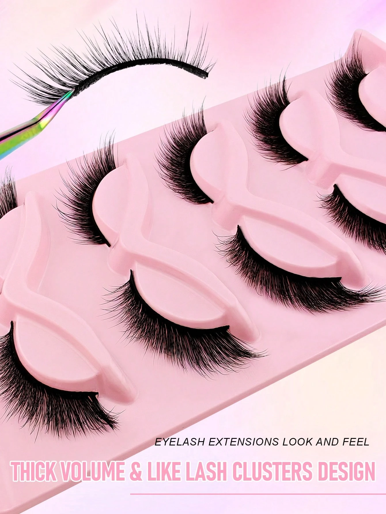 5 Pairs Full False Eyelashes Cat Eye Lashes Faux Mink Eyelashes Natural Long Full Strip Lashes Winged End Eye Elongated - Image 7