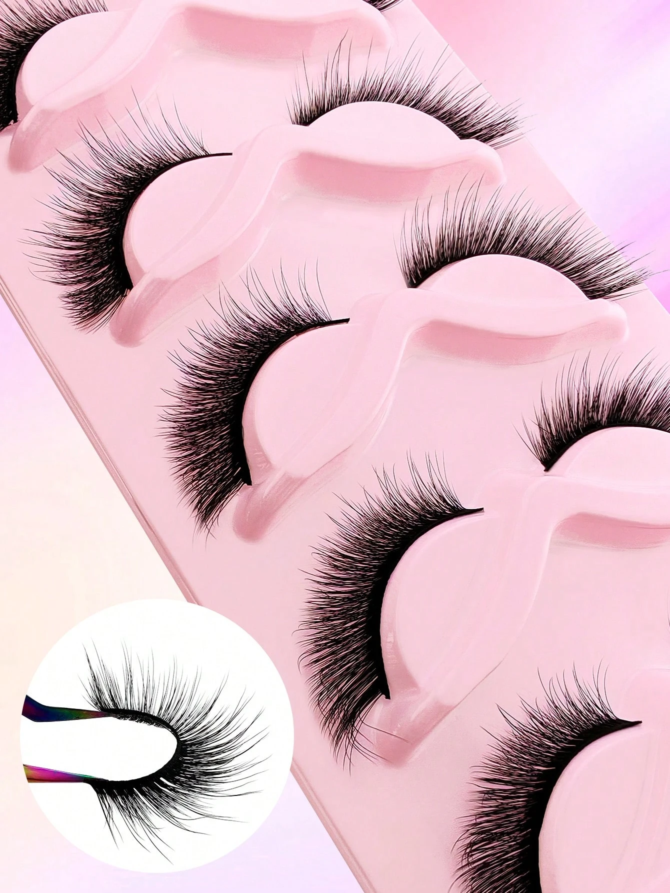 5 Pairs Full False Eyelashes Cat Eye Lashes Faux Mink Eyelashes Natural Long Full Strip Lashes Winged End Eye Elongated - Image 8