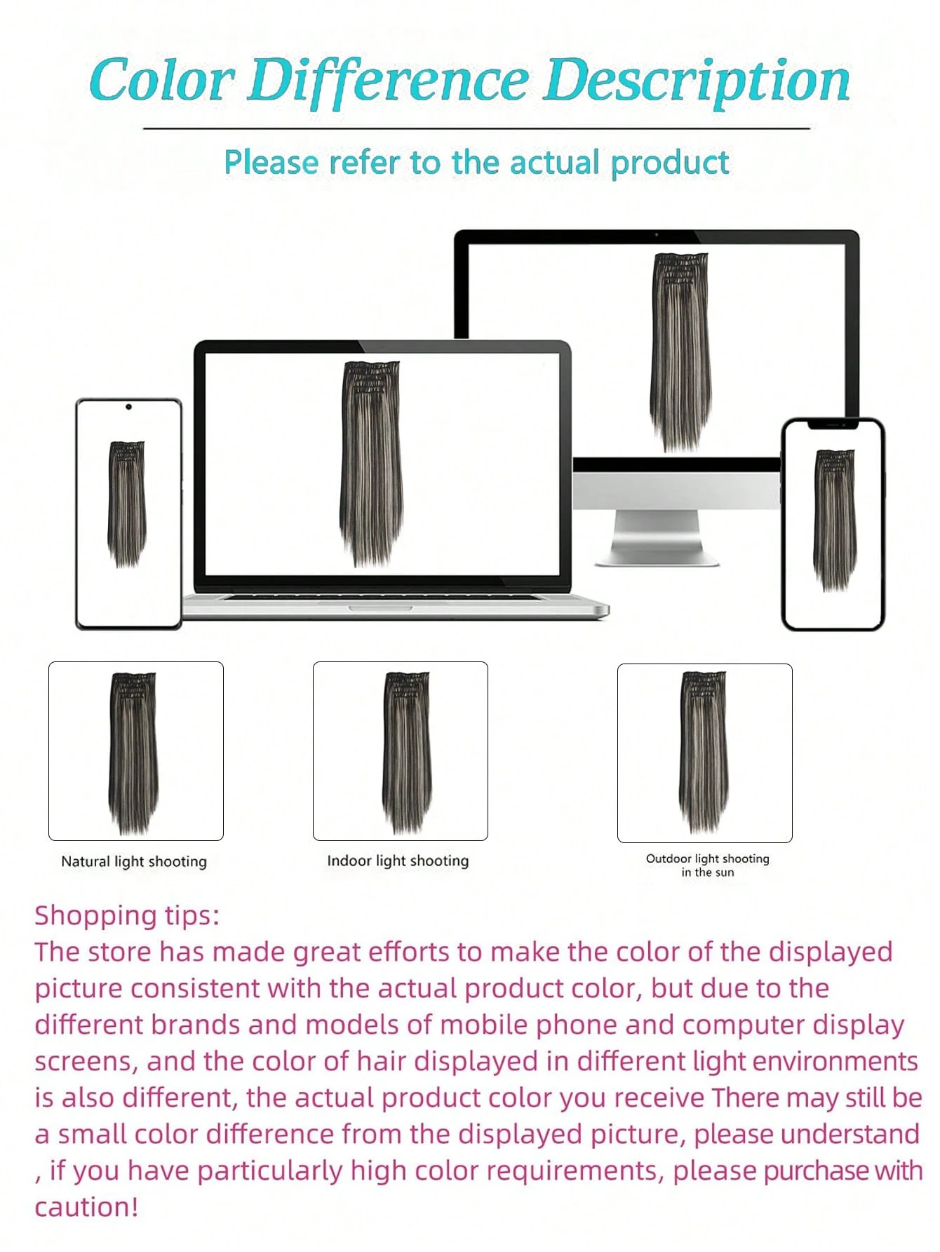 6 Pieces/Set 16 Clip Hair Extensions Black Long Straight Hair Natural Gradual Change Wig Heat Resistant Fiber - Image 6