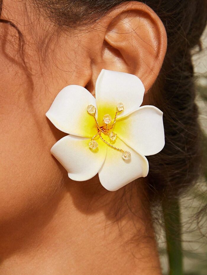 SHEIN VCAY 1pair Bohemian Flower & Crystal Earrings - Image 4