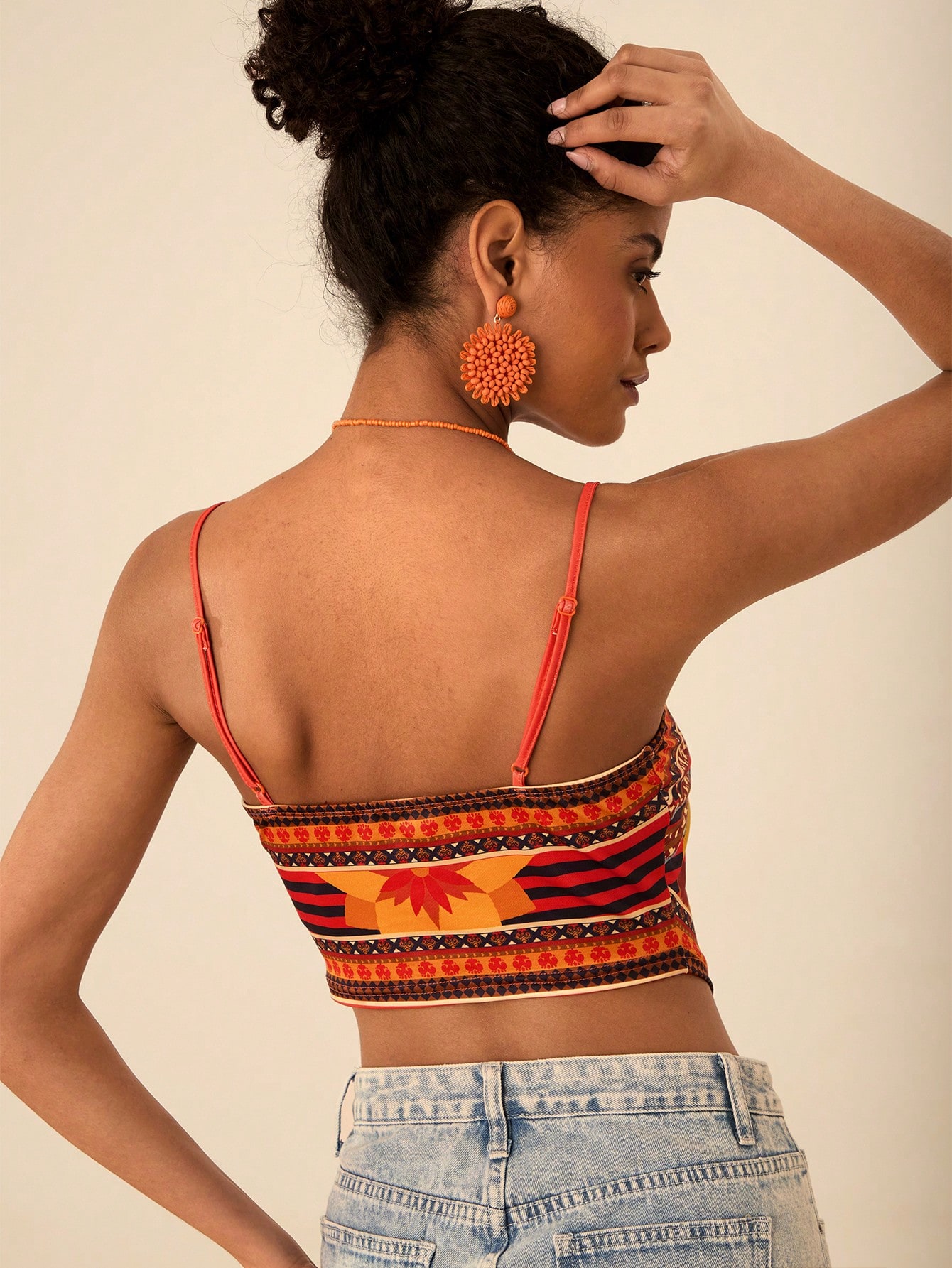 SHEIN VCAY Women's Vacation Style Striped & Floral Asymmetrical Hem Sleeveless Cami Top - Image 2
