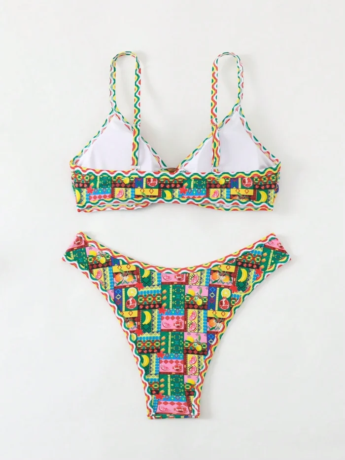 Swim Mod Springbreak Women's Vacation Party Casual Summer Beach Floral Print Wireless Bikini - Image 5